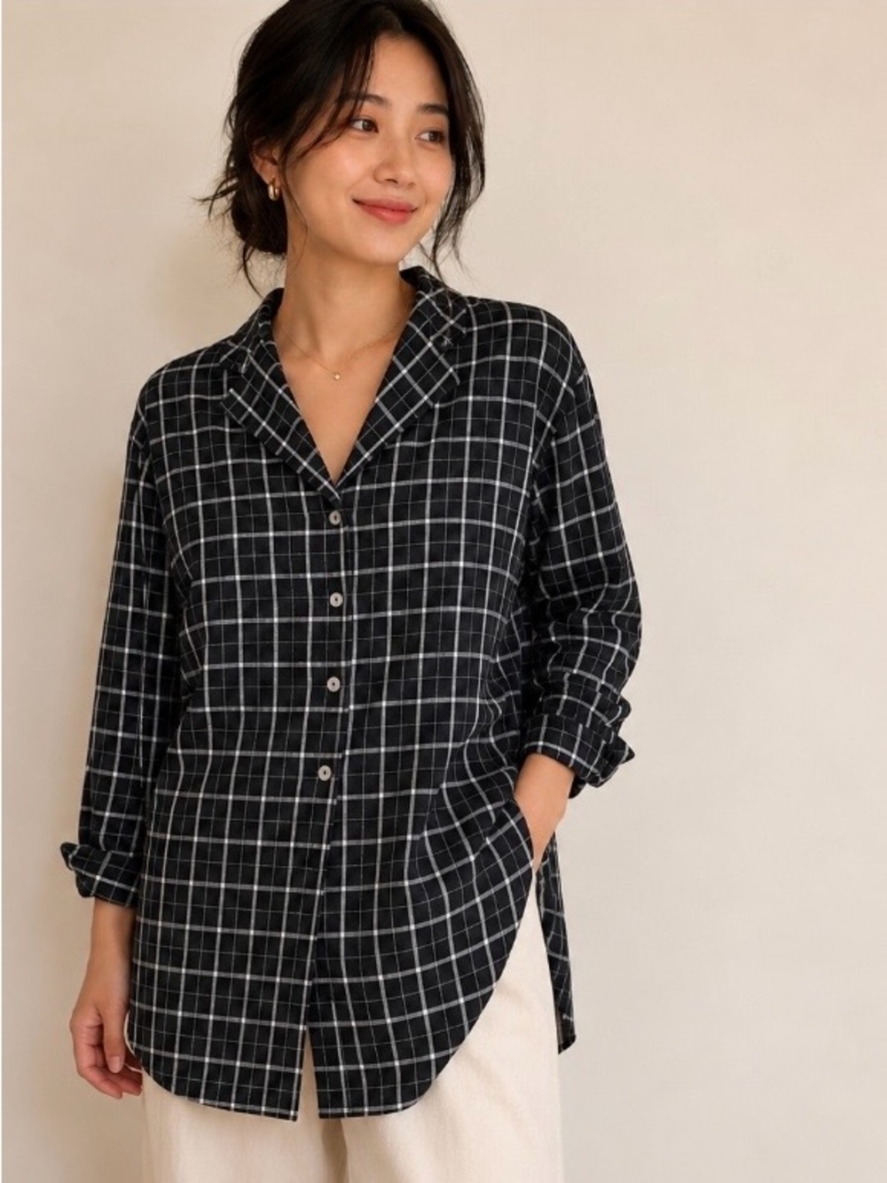 Irish Linen plaid blouse 1X